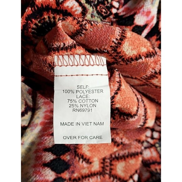 Anthropologie Fig and Flower Womens Boho Flowy Orange Crochet Lace Tunic Top 1X - Picture 8 of 8